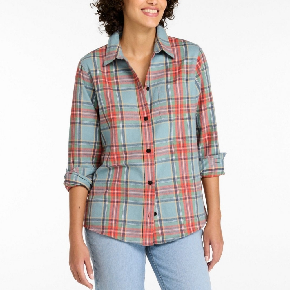 L.L. Bean Women's Scotch Plaid Flannel Shirt, Relaxed Fit - Picture 2 of 7